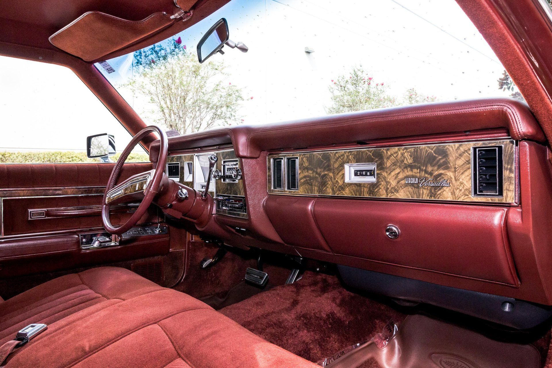 1977 Lincoln Versailles interior in deep red velour