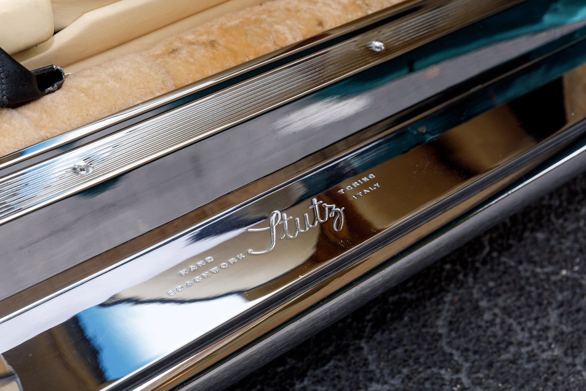 Polished sill plate in a 1978 Stutz Blackhawk
