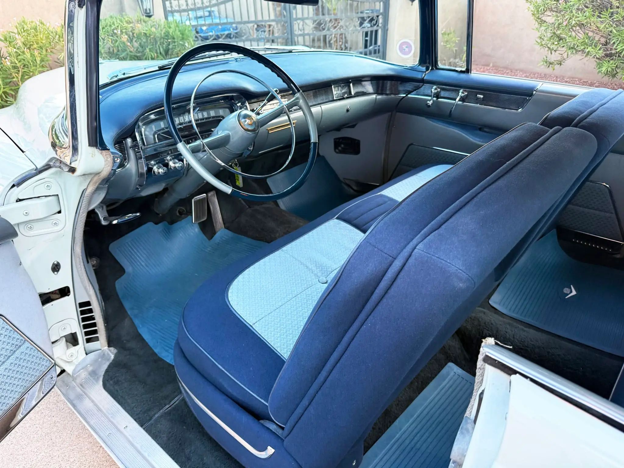 1955 Cadillac Series 62 Coupe interior in two-tone blue