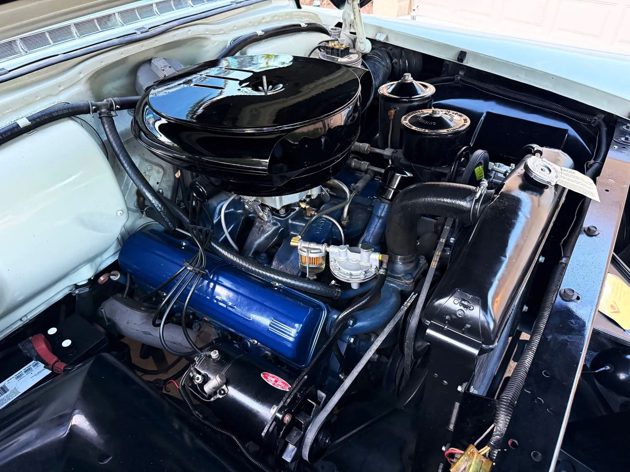 1955 Cadillac engine compartment with well-detailed 331-cubic-inch V8 engine