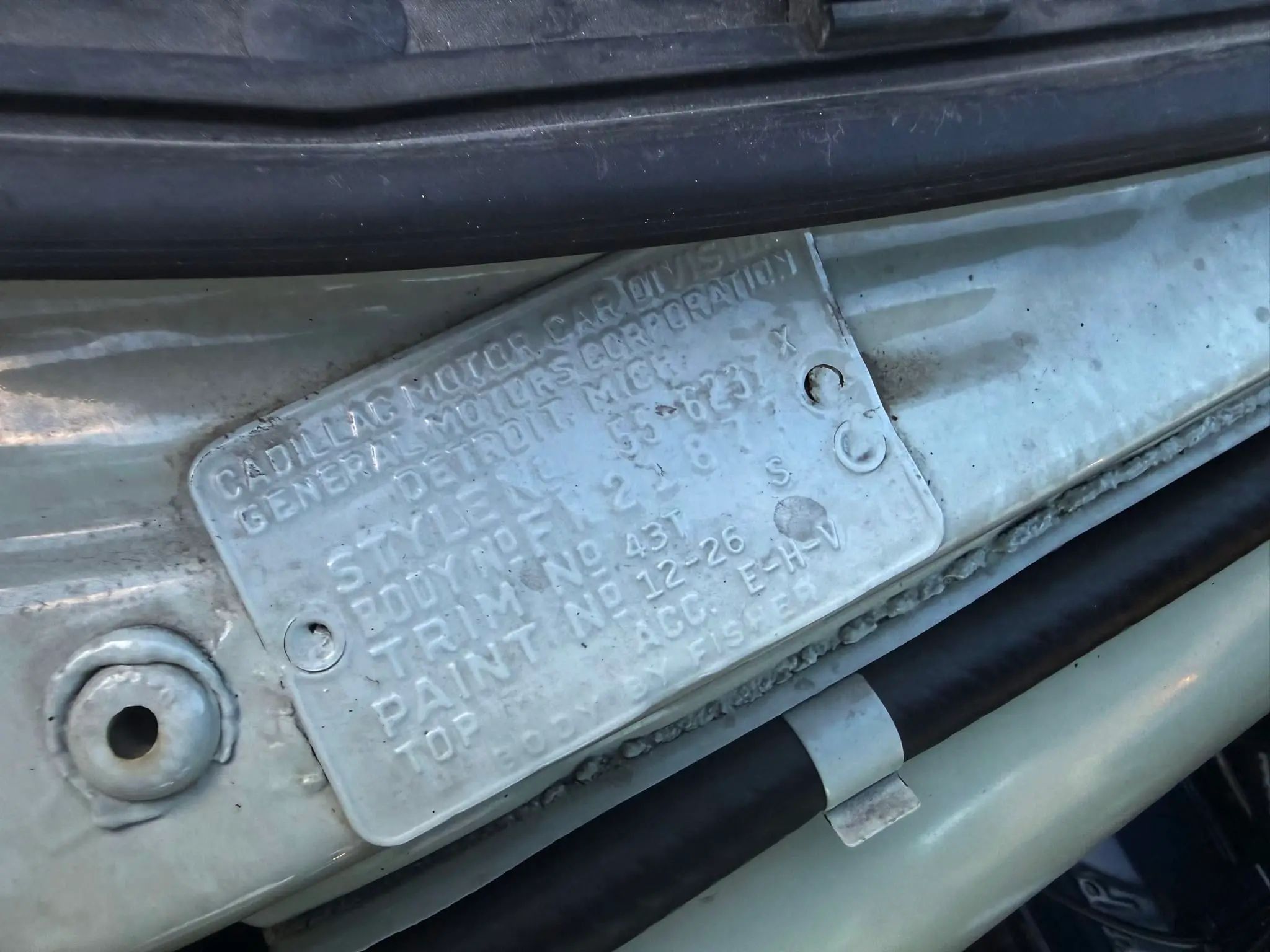 1955 Cadillac Fisher Body tag