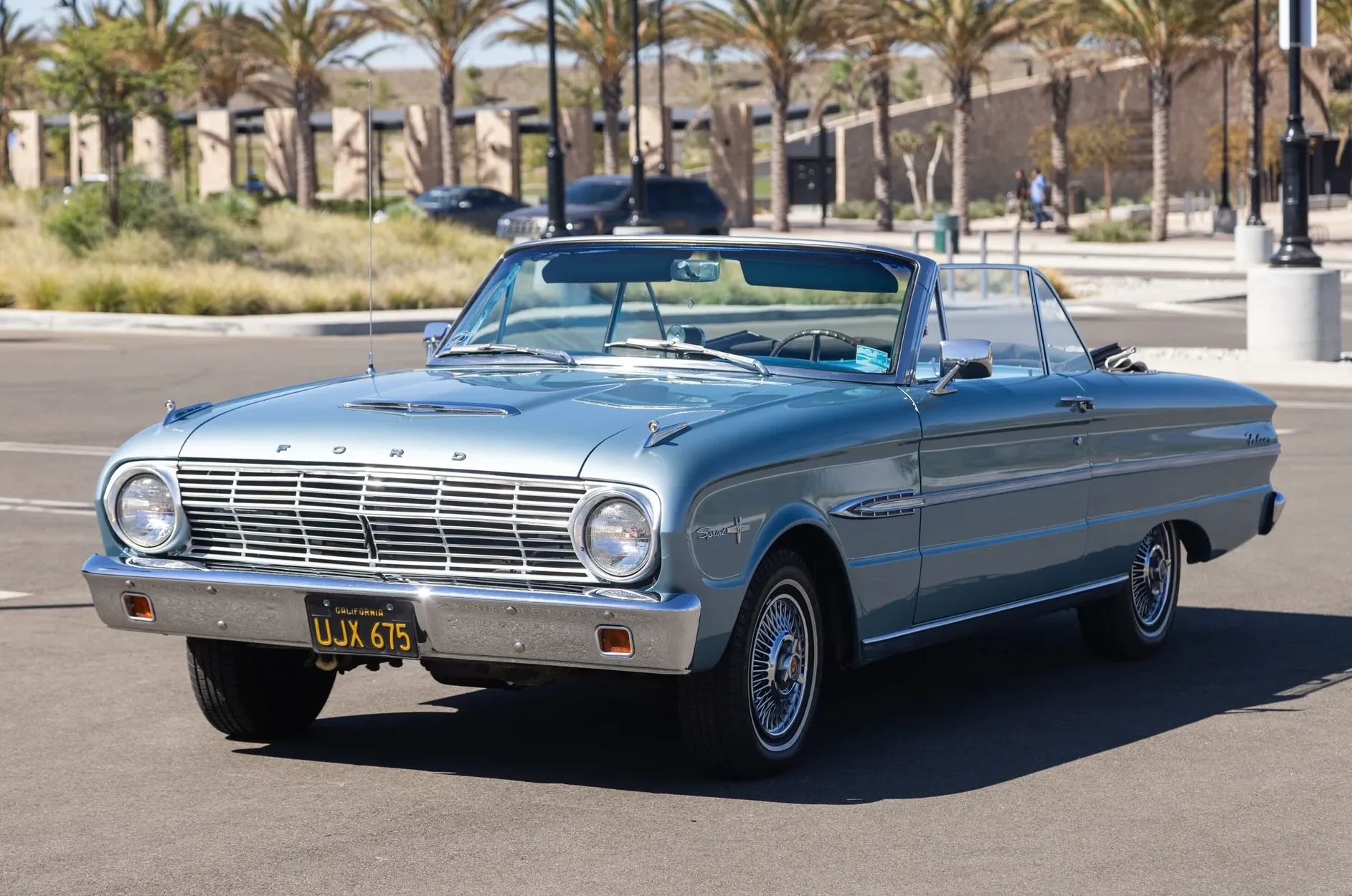 1963 Ford Falcon Sprint Convertible: A Soft Open For The Mustang 1 Driver front 3q picture of light blue 1963 Ford Falcon Sprint Convertible