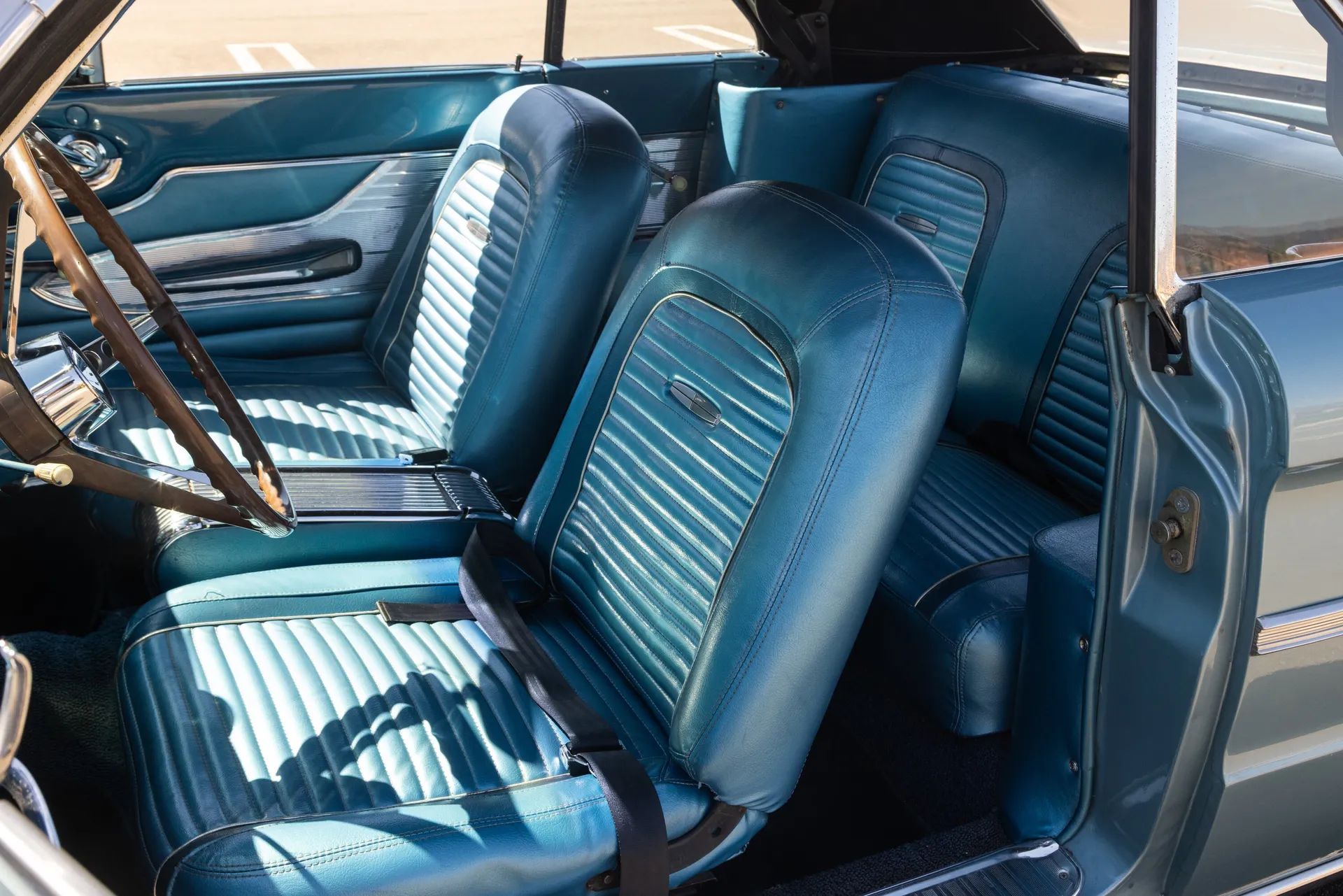 1963 Ford Falcon Sprint Convertible: A Soft Open For The Mustang 6 1963 Ford Falcon Sprint interior with blue bucket seats