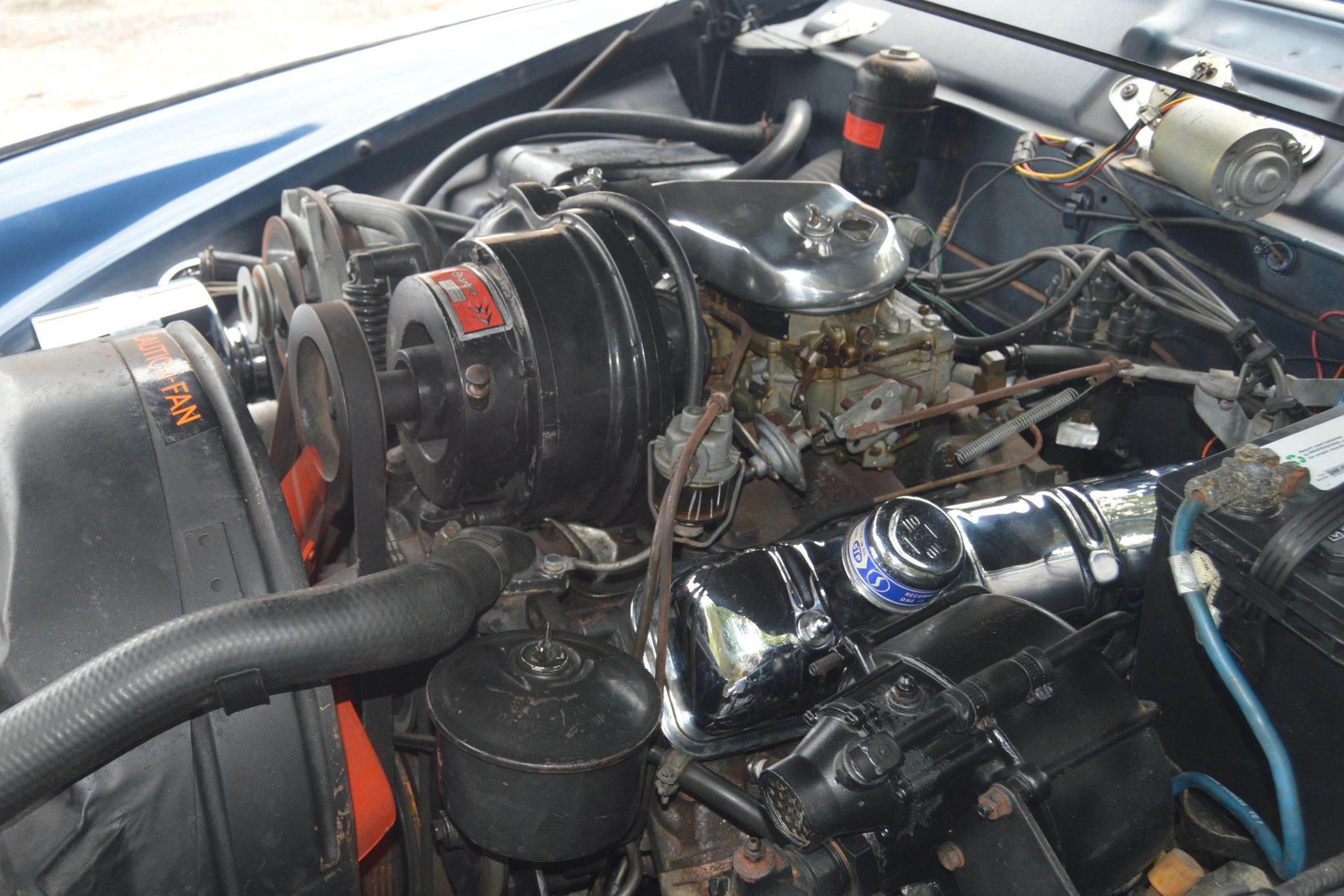 Engine compartment of 1963 Studebaker GT Hawk with 289-cubic-inch R2 engine