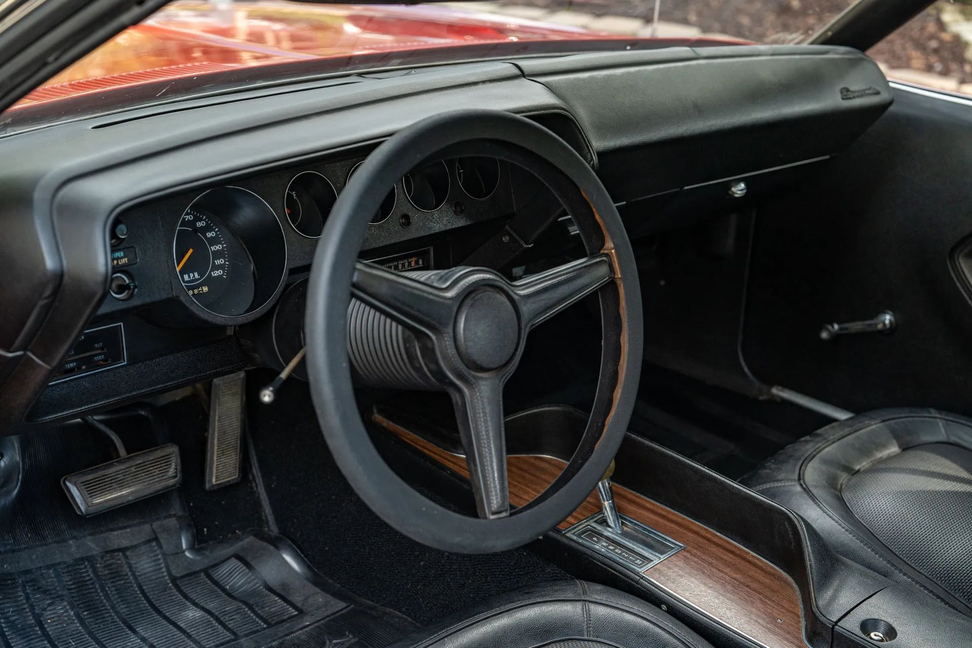1970 Plymouth Barracuda Convertible interior in black
