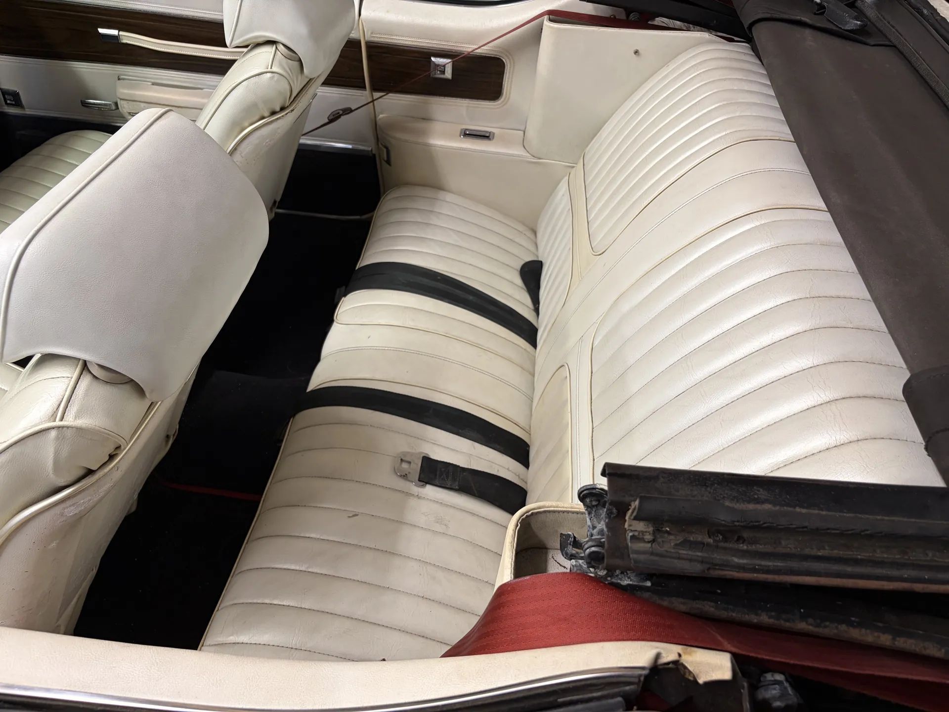 1971 Oldsmobile Cutlass Supreme Convertible: A Solid Driver With Only 82,000 Miles 6 Rear seat of 1971 Oldsmobile Cutlass Supreme Convertible with white upholstery