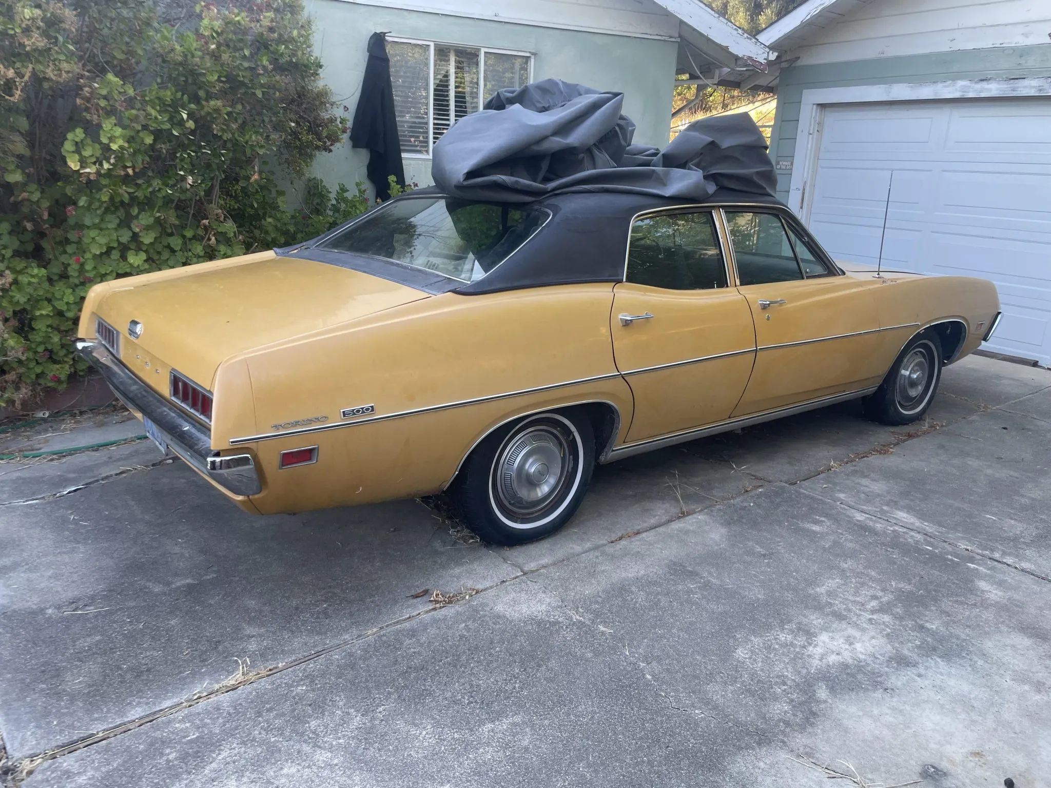 1971 Ford Torino 500 Sedan: Color And Condition Make The Difference With This Two-Owner Torino 3 Passenger rear 3q view of yellow 1971 Ford Torino 500 Sedan