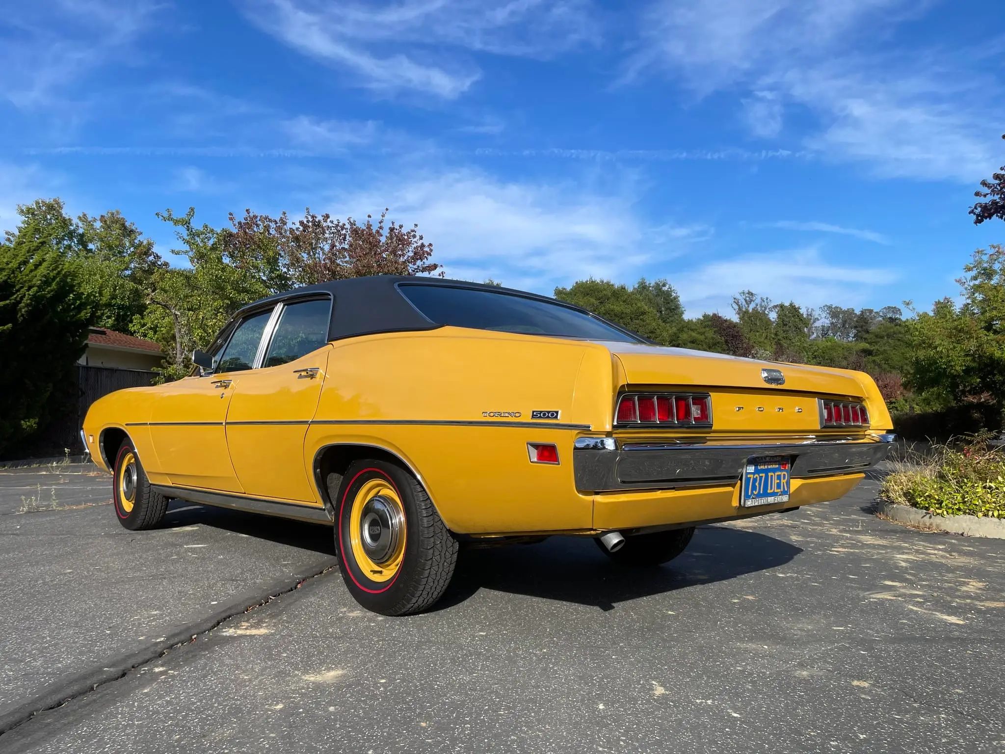 1971 Ford Torino 500 Sedan: Color And Condition Make The Difference With This Two-Owner Torino 10 Driver rear 3q image of yellow 1971 Ford Torino 500