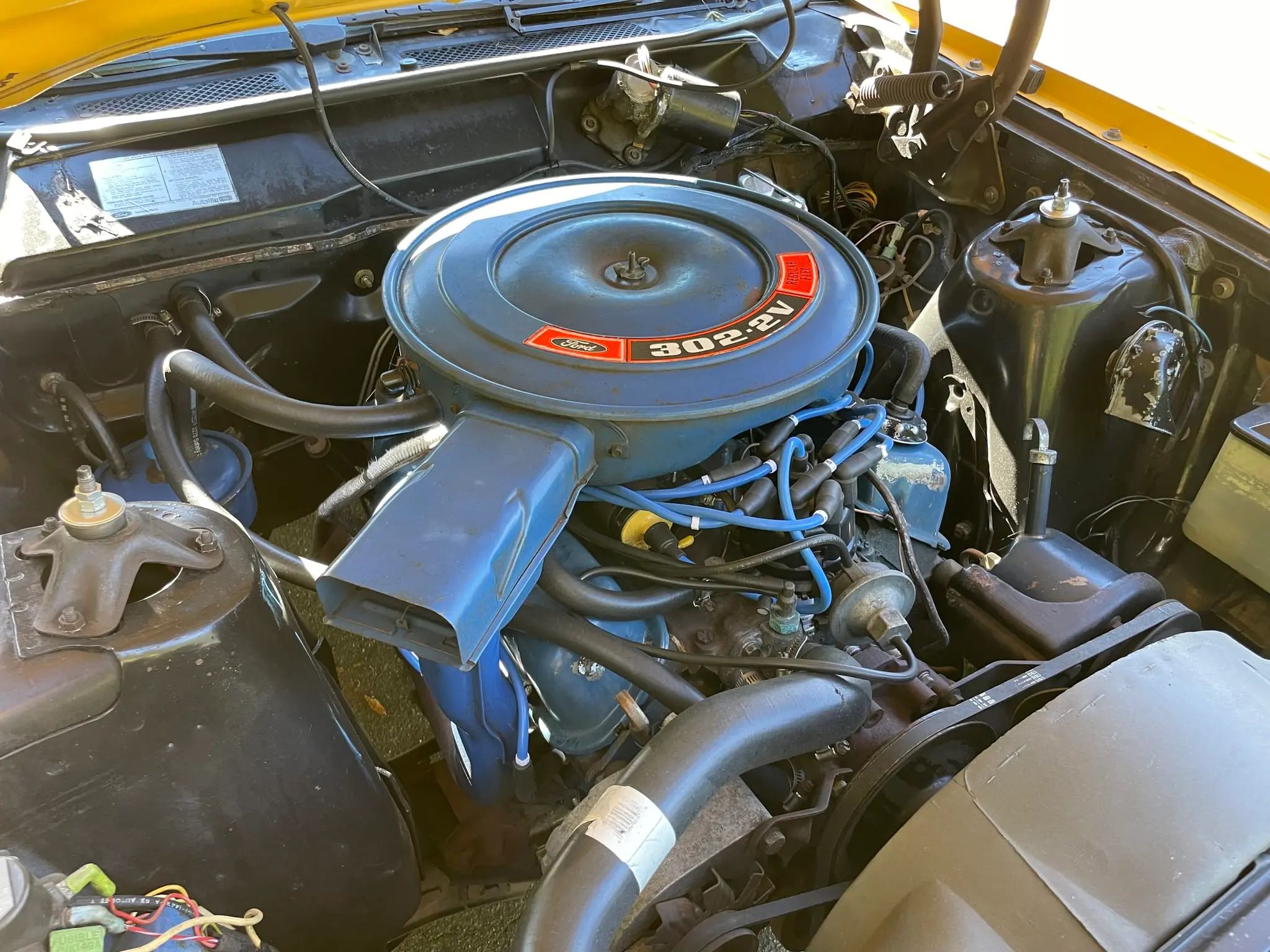 1971 Ford Torino 500 Sedan: Color And Condition Make The Difference With This Two-Owner Torino 8 1971 Ford Torino 500 engine compartment with 302-cubic-inch V8