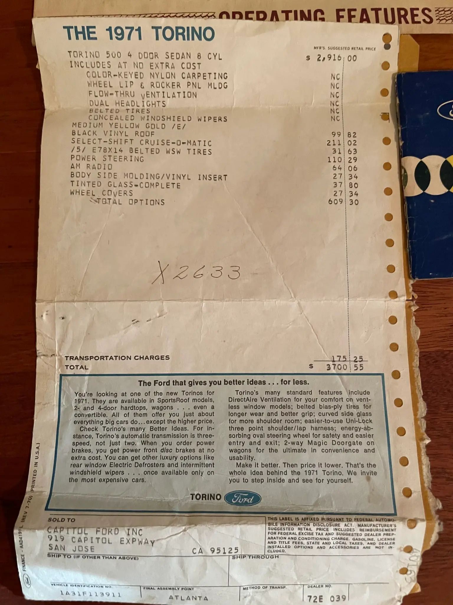 1971 Ford Torino 500 Sedan: Color And Condition Make The Difference With This Two-Owner Torino 2 Window sticker for 1971 Ford Torino 500 Sedan