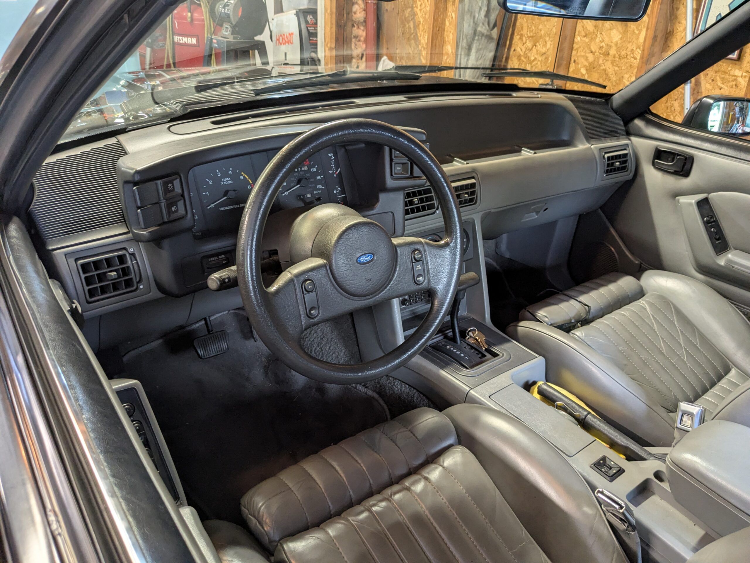 1988 Mustang GT Convertible: Why It Took Over Two Hours To Replace The Speedometer Cable 2 Gray leather interior of 1988 Ford Mustang GT Convertible