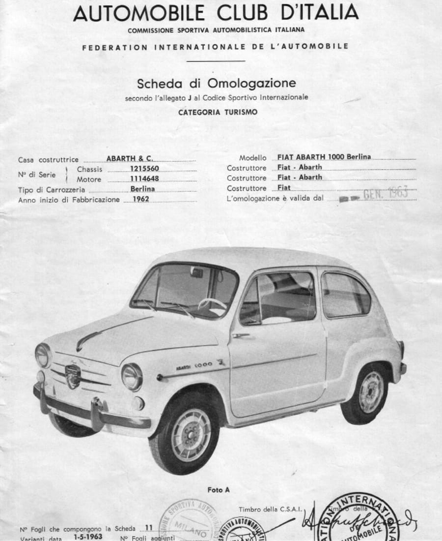 1962 Fiat-Abarth 850 Coupé Scorpione by Allemano – Tailored Arachnid 3 abarth berlina 1000 homologation