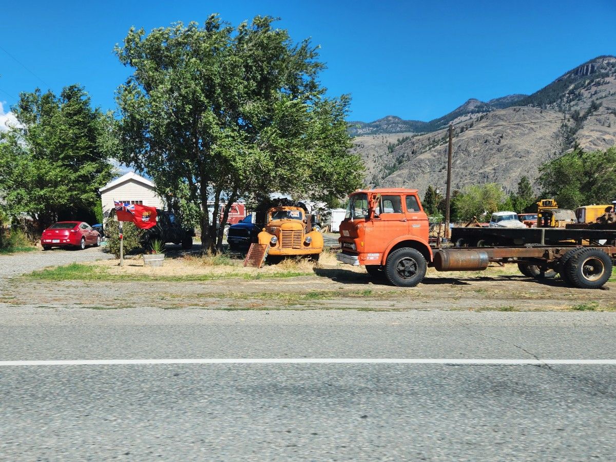 A pair of big trucks.