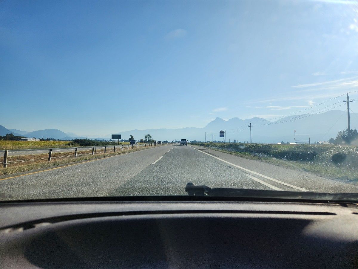 Foot of mountains on the highway.
