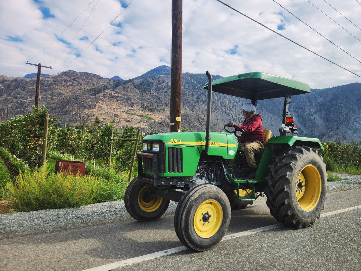 Tractor going down the road.