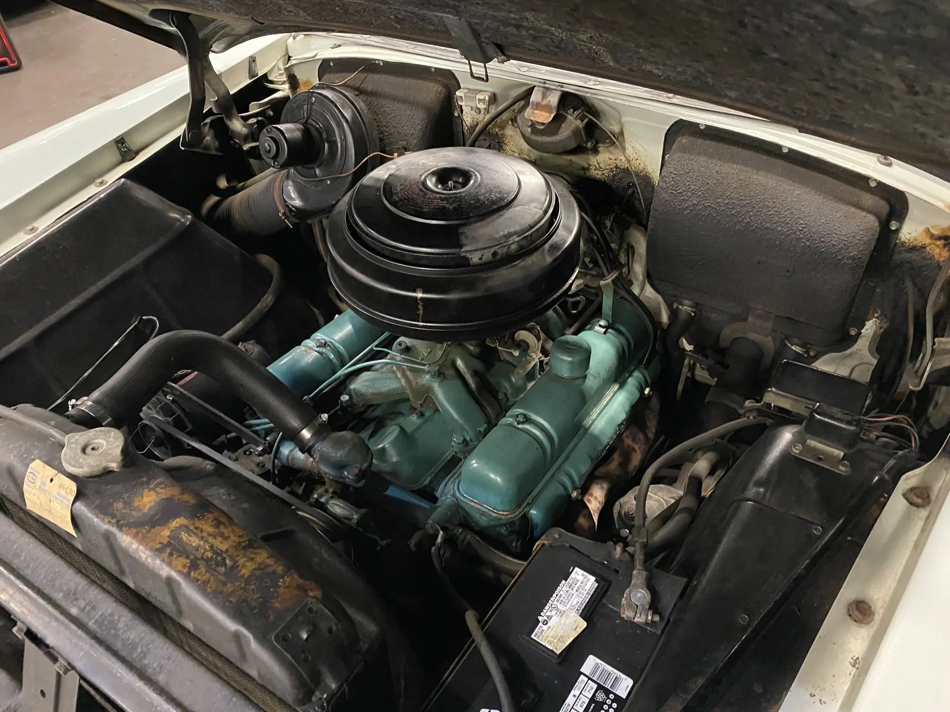 Green-painted Buick V-8 engine in a 1955 Special