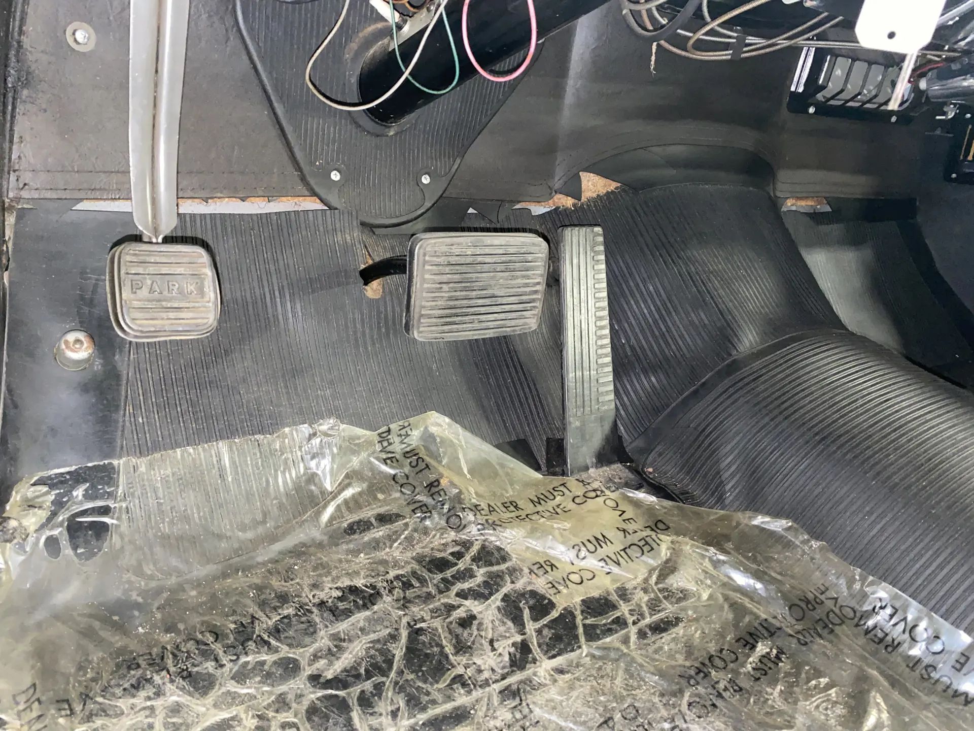 Foot pedals in a 1955 Buick with automatic