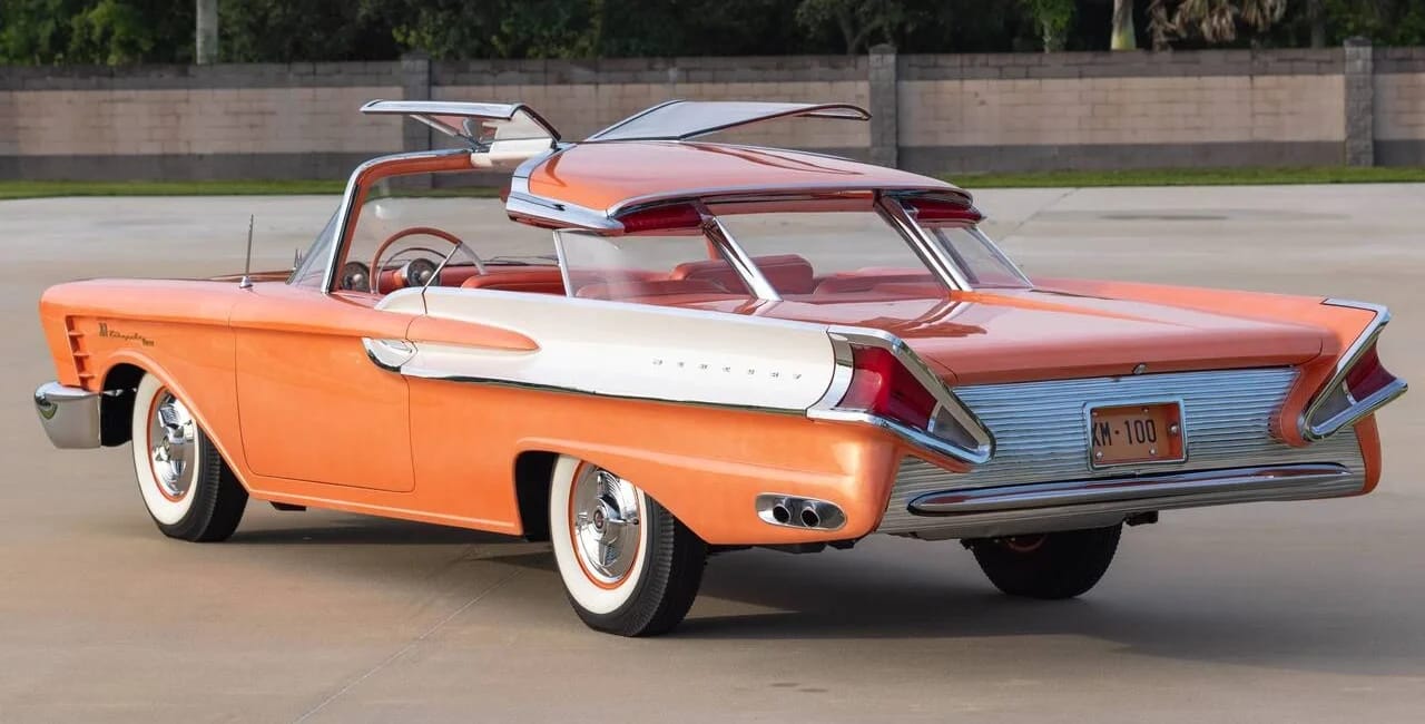 1963 Mercury Monterey S-55 Two-Door Hardtop: One-Year-Only Bucket-Seat Breezeway 3 Left rear 3q view of a 1956 Mercury show car with "butterfly" panels in the roof above the doors