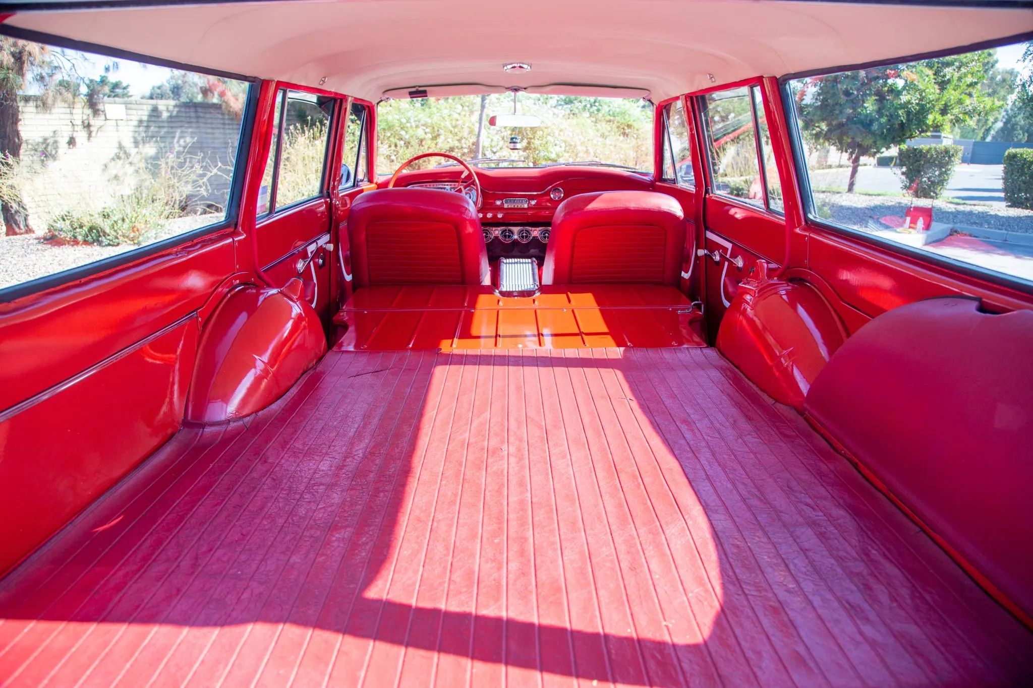 1963 Ford Falcon Squire V-8 Station Wagon: One Of Just 162 Falcon Wagons With The 260 V-8 And Bucket Seats 15 Cargo area of a 1963 Falcon four-door wagon with the rear seat folded flat