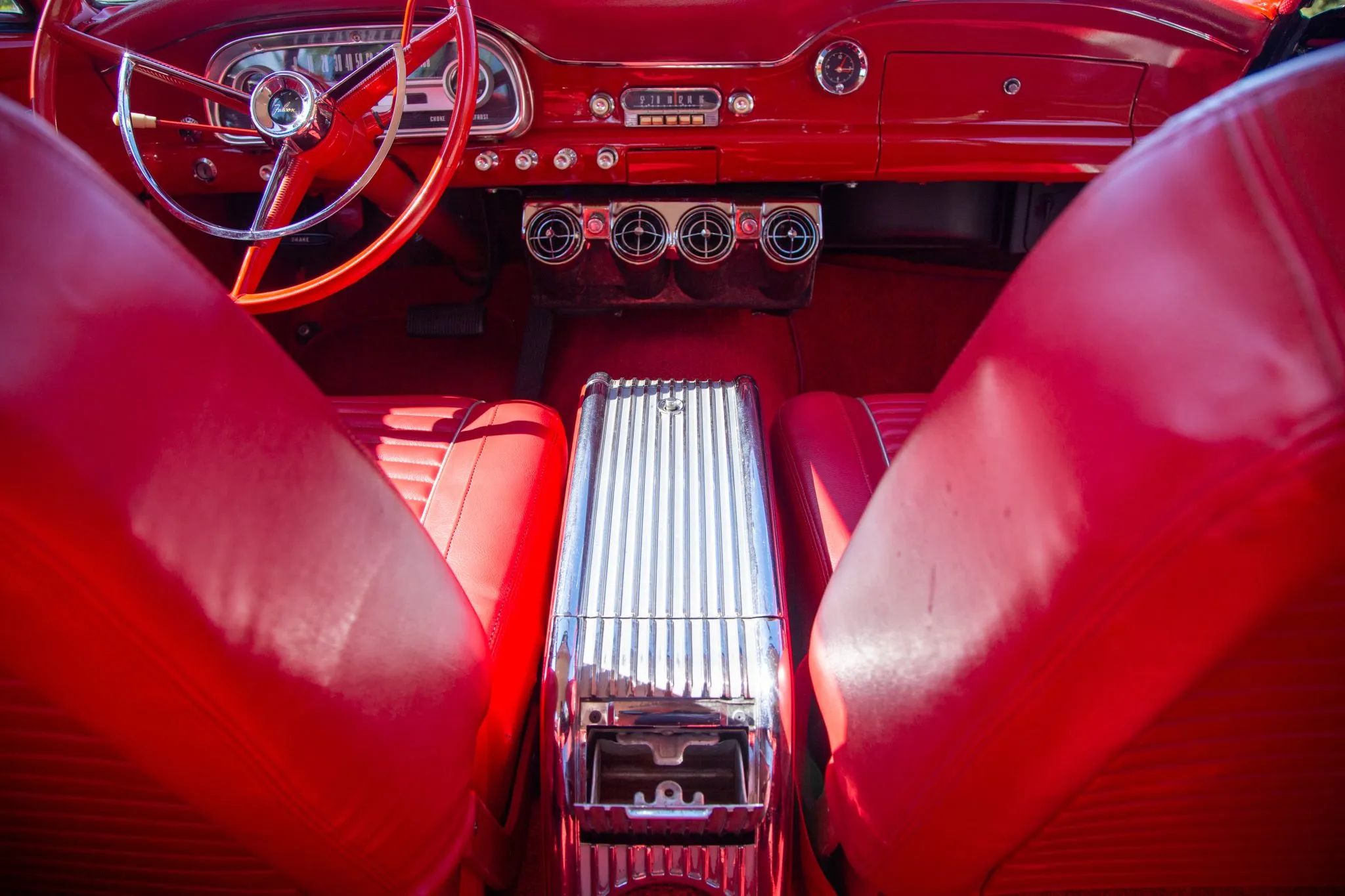 1963 Ford Falcon Squire V-8 Station Wagon: One Of Just 162 Falcon Wagons With The 260 V-8 And Bucket Seats 13 Center console and under-dash air conditioner of a 1963 Falcon