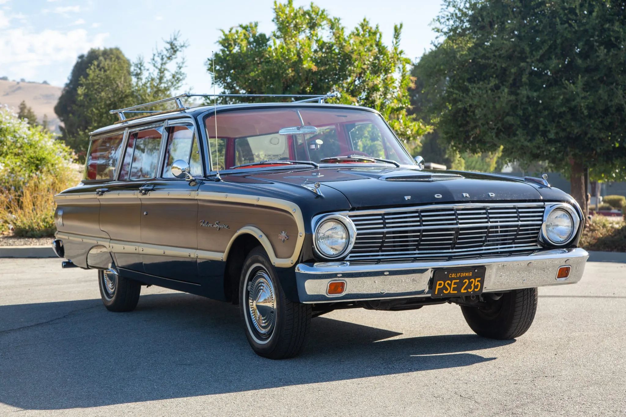 1963 Ford Falcon Squire V-8 Station Wagon: One Of Just 162 Falcon Wagons With The 260 V-8 And Bucket Seats 6 Right front 3q view of a 1963 Falcon Squire wagon with woodgrain side trim