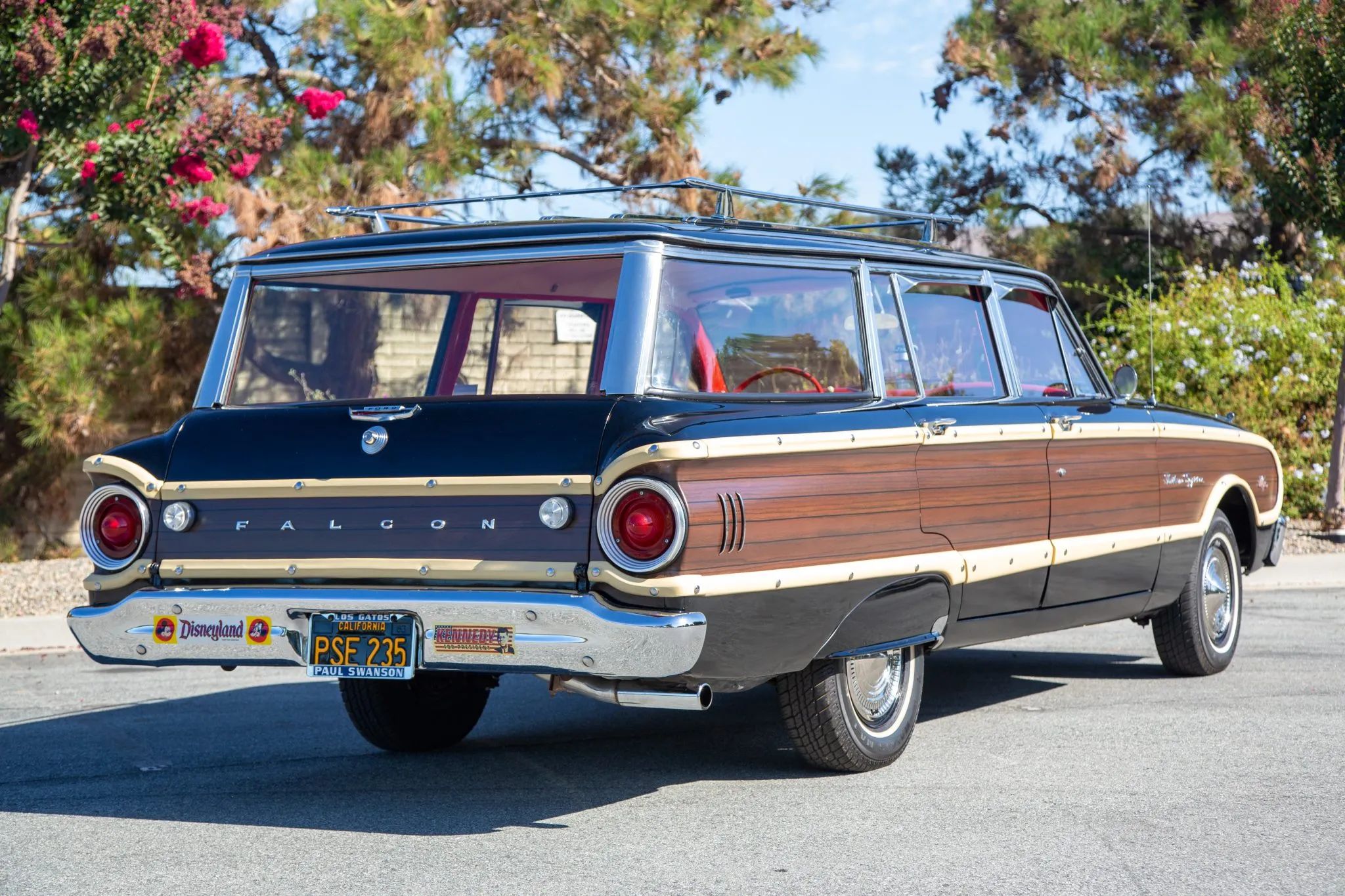 1963 Ford Falcon Squire V-8 Station Wagon: One Of Just 162 Falcon Wagons With The 260 V-8 And Bucket Seats 14 Right rear 3q view of a 1963 Falcon Squire wagon with woodgrain trim