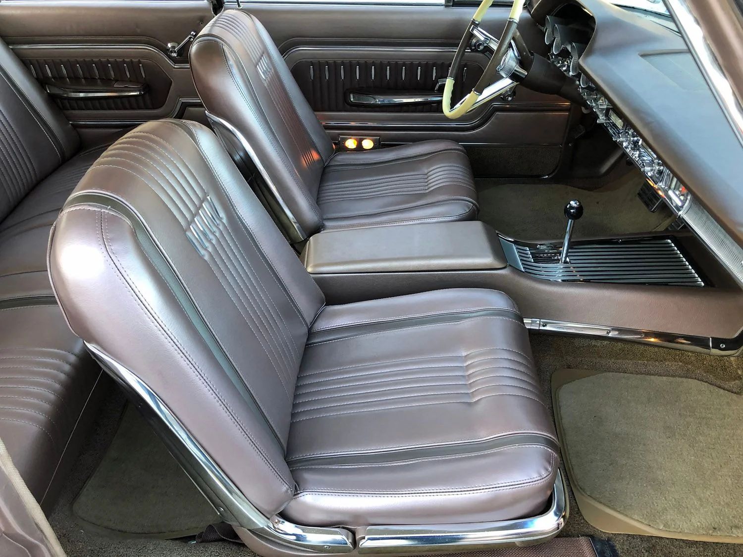 1963 Mercury Monterey S-55 Two-Door Hardtop: One-Year-Only Bucket-Seat Breezeway 20 Bucket seats and console in a 1963 Mercury, seen through the passenger door