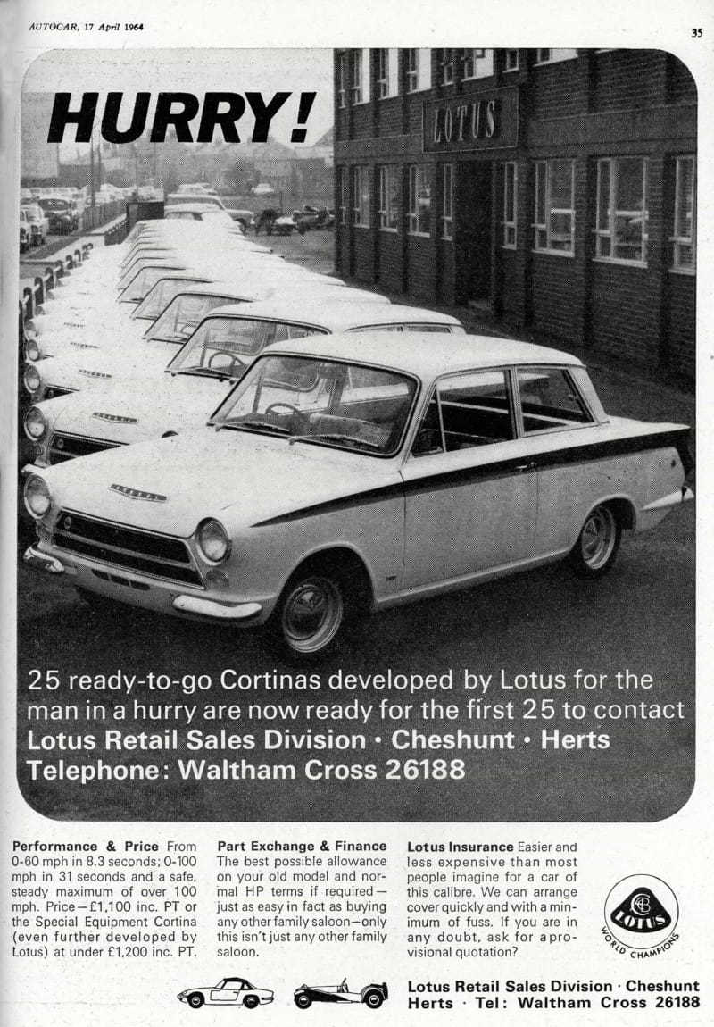 Curbside Find: 1965 Ford Lotus Cortina – Cor Blimey, More Like 3 1964 Lotus newspaper ad