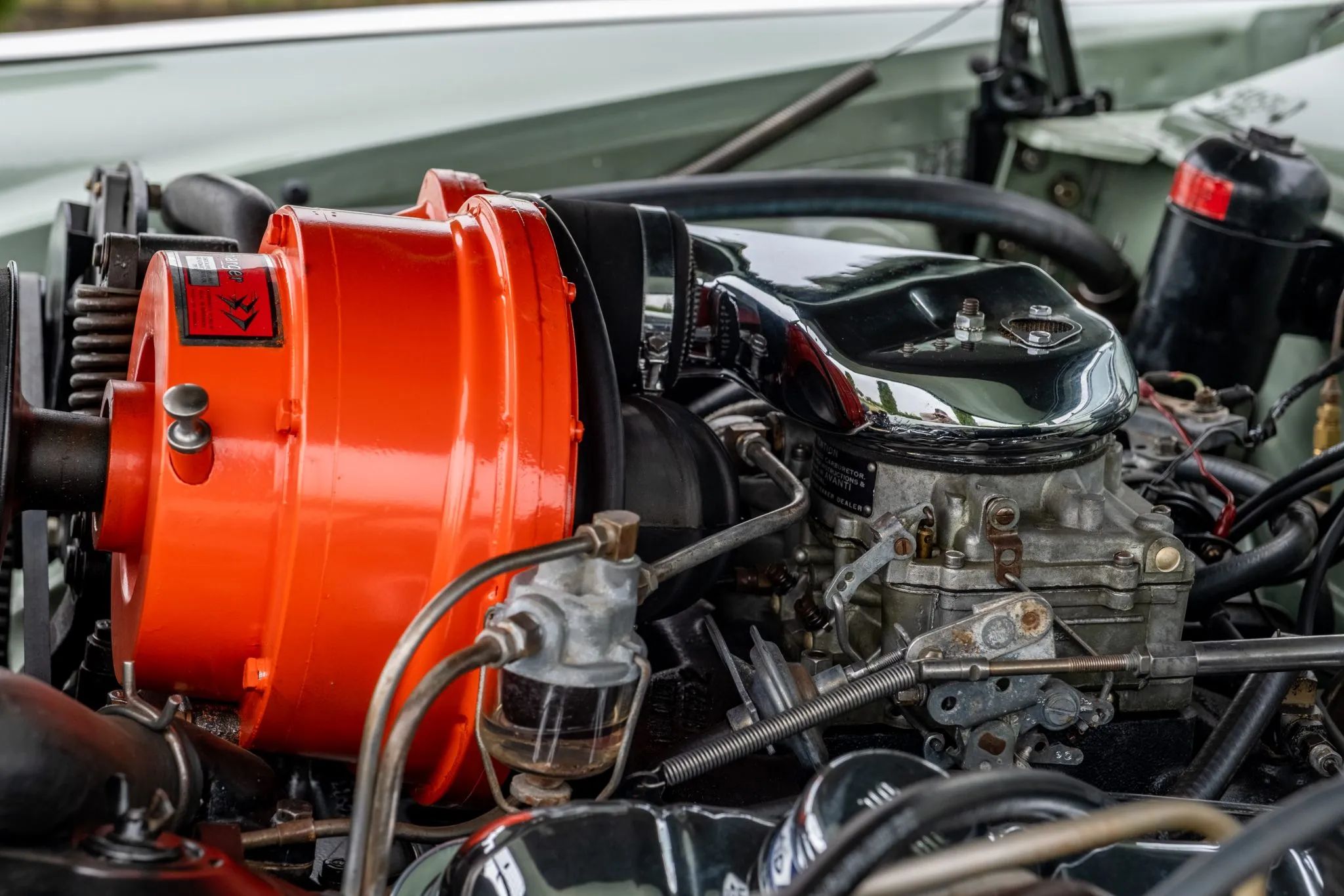 1964 Studebaker GT Hawk: One Of Only 70 Final-Year Hawks With The R2 Supercharged Engine 8 Side view of the supercharger and carburetor of a 1964 Studebaker R2 engine
