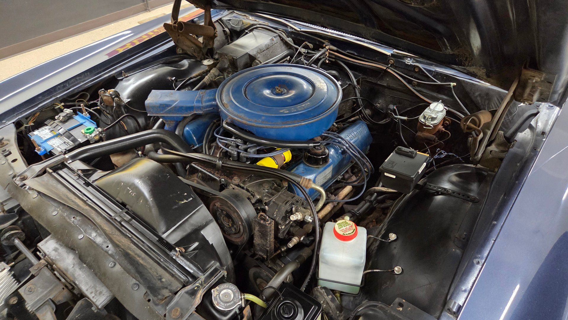 Engine compartment of 1969 Ford XL Convertible with 390-cubic-inch V8