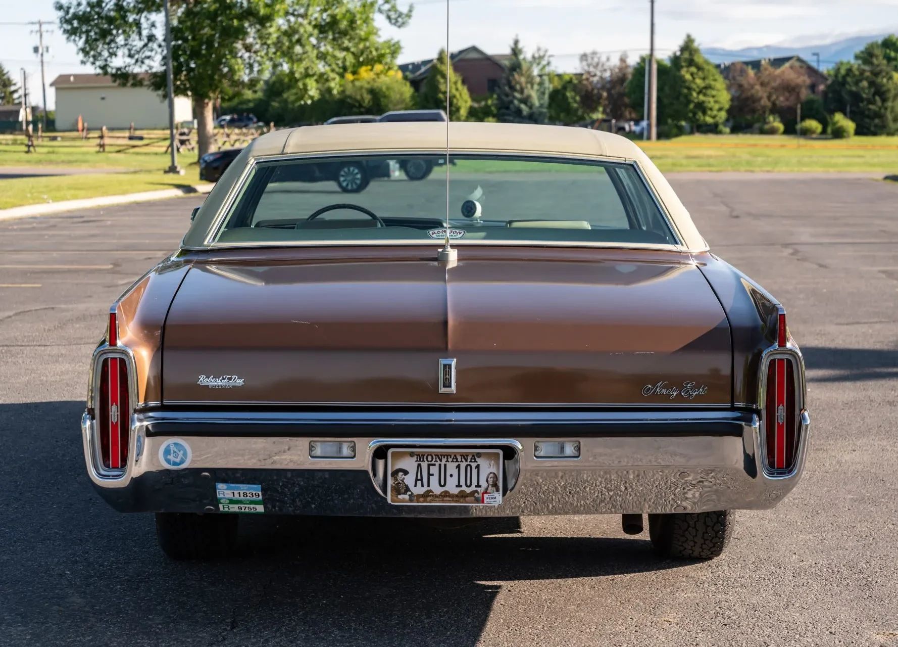 1972 Oldsmobile Ninety-Eight Luxury Sedan: A Full-Size Luxury Bargain From Big Sky Country 12 Rear view of a 1972 Oldsmobile four-door hardtop with a mast antenna on the decklid