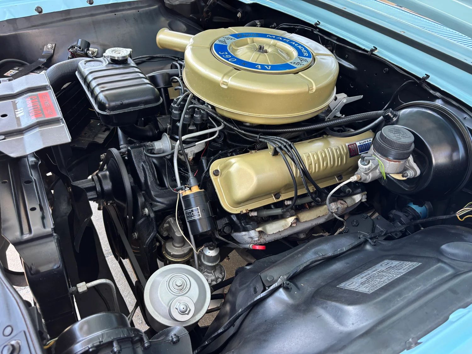 1964 Mercury Monterey Convertible engine compartment with 390-cubic-inch V8