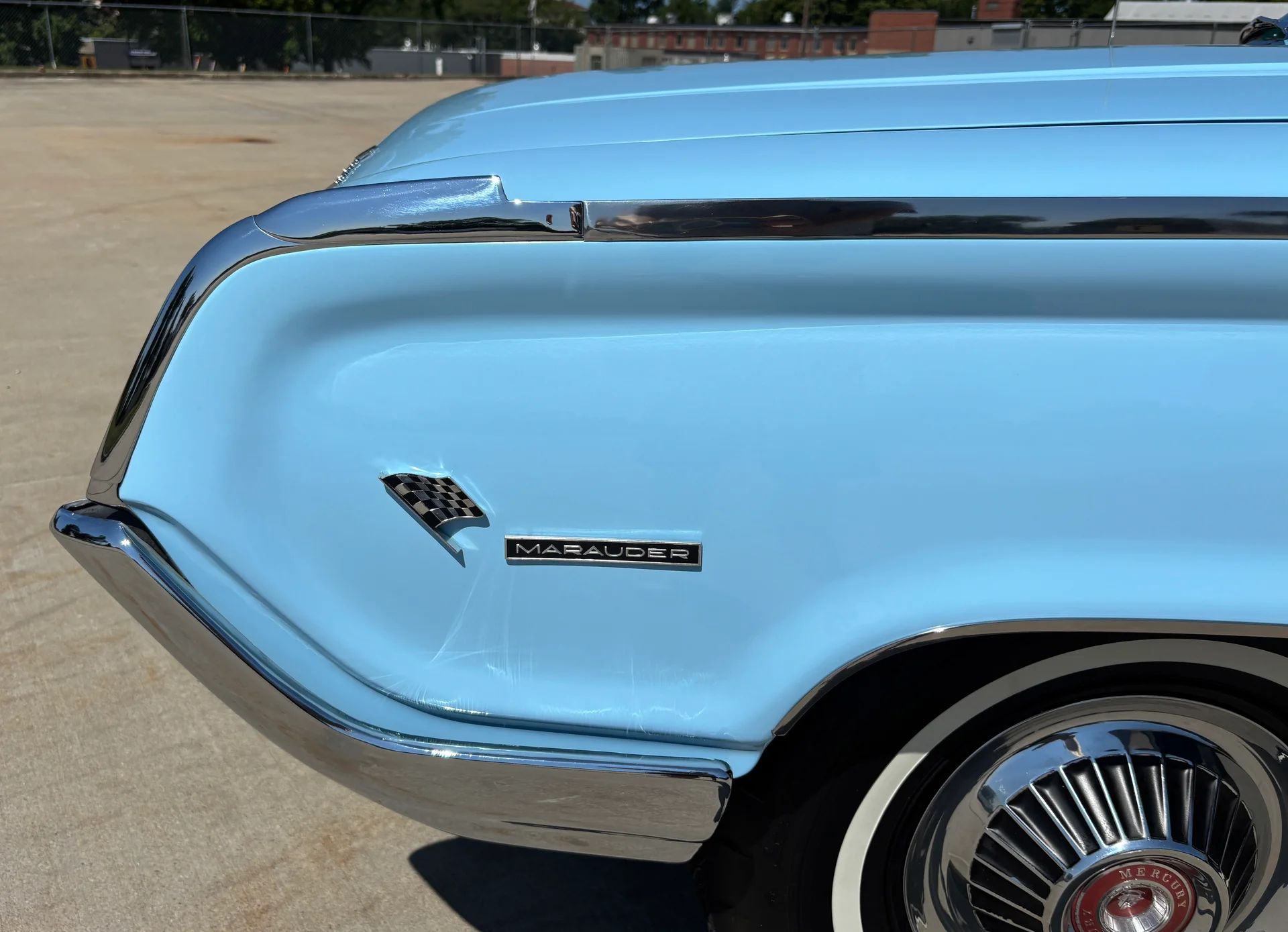 Driver front fender of 1964 Mercury Monterey Convertible with "Marauder" badge