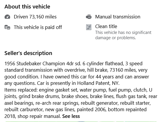 Screenshot 2026 10 16 at 11 13 57 1956 Studebaker Champion Cars Trucks Holland Patent New York Facebook Marketplace Facebook