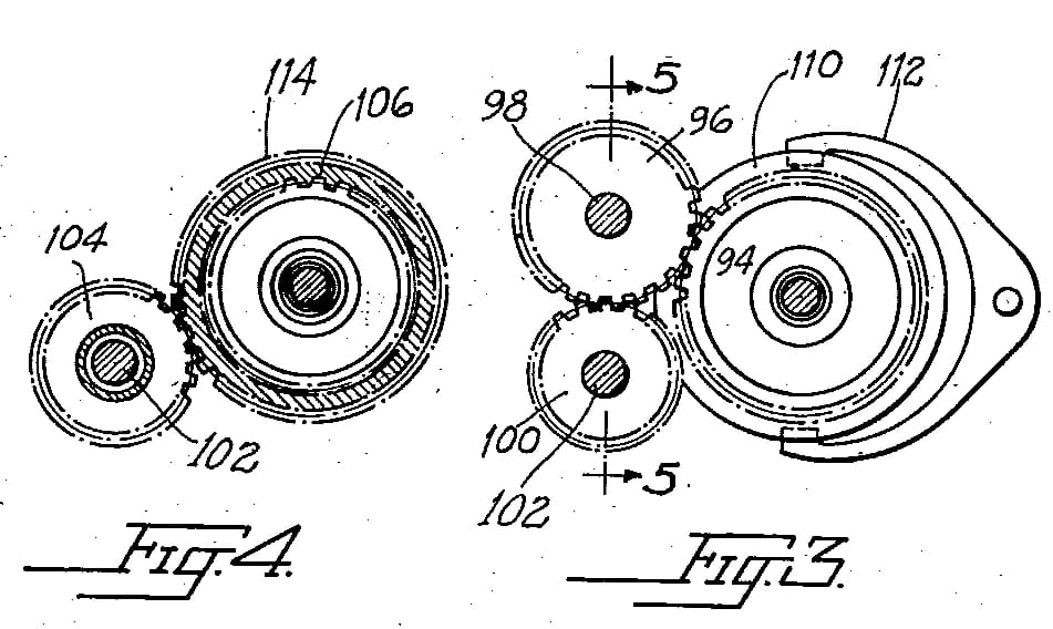 The World's First Successful Torque Converter Automatic Transmission Was In A Bus: The 1938-1948 Yellow Coach/GMC Spicer Hydraulic Transmission 18 Patent illustrations showing reverse gears of a hydraulic transmission