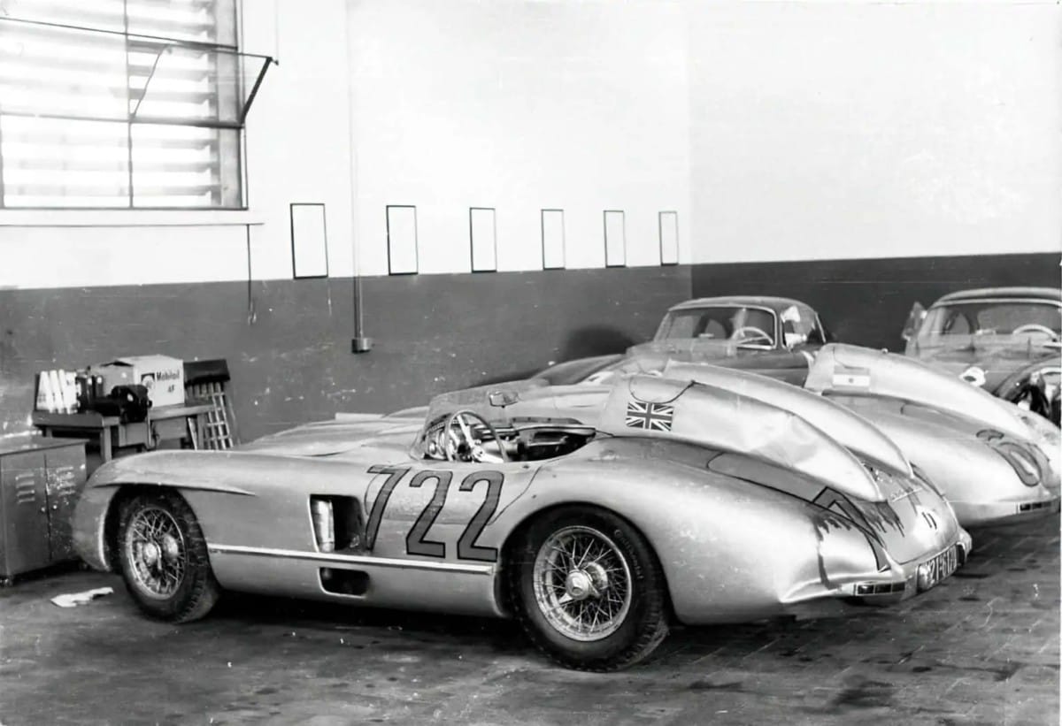 Racing Retrospective: Sir Stirling Moss's 1955 Mercedes-Benz 300 SLR - The Greatest Car, Driver and Race? 12 At rest at last Moss Jenkinson and Fangio cars 1536x1051 1