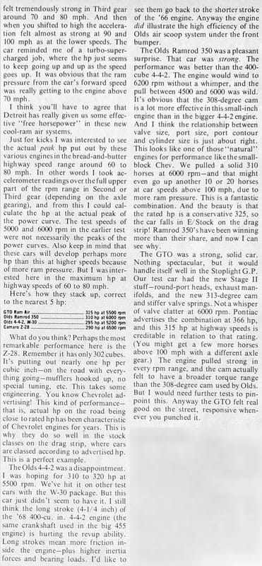 Pontiac Ram Air II, Oldsmobile Force-Air Induction, Chevrolet Cowl Induction – Did These Ram Induction Systems Actually Increase Power? 15 Hi-Performance Cars, December 1968, page 61, final section of the ram induction article with no images