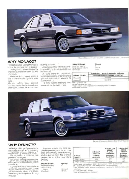 Curbside Classic: 1991 Dodge Dynasty - Enter Alexis 16 1991 Dodge Full Line 04