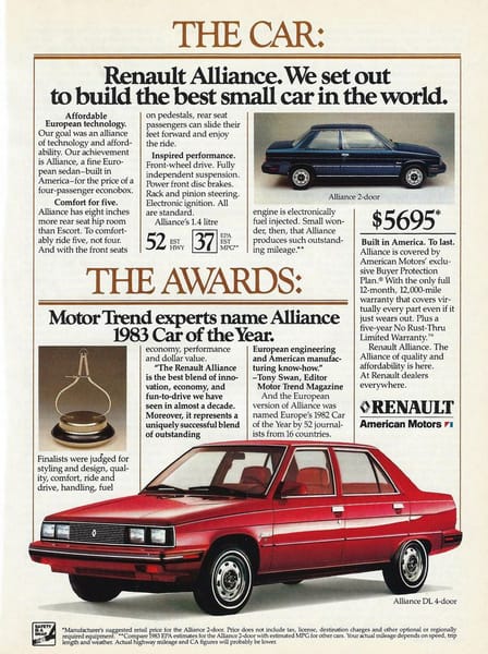 Curbside Classic: 1985 Renault Alliance Convertible - Ton Camembert à la Open Air 7 Renault Alliance ad