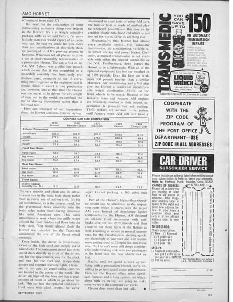 Vintage C&D Preview Test: 1970 AMC Hornet - Goodbye Rambler, or The Last True Rambler? 4 pages0013