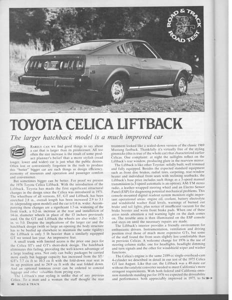 Vintage R&T Review: 1976 Toyota Celica Liftback - "A Much Improved Car" 1 Chrysler 1961 concpet0005