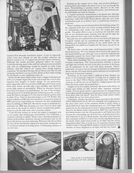 1976 Vintage R&T Review: Buick Opel by Isuzu - Once You Get Past the Name It's Not a Bad Car 2 scans0010