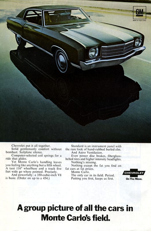 1970 Monte Carlo Ad