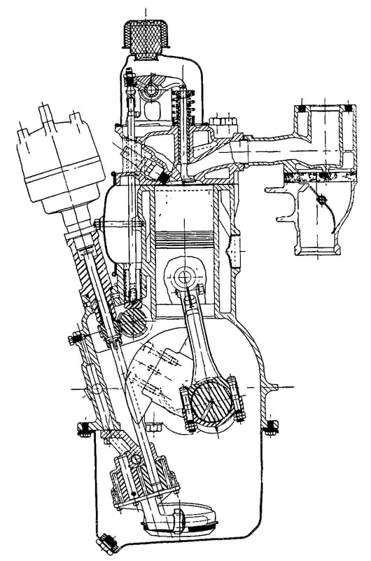 1949 Oldsmobile Rocket V-8 And The Ultra-High-Compression Economy Version That Never Made It 5 Cross-sectional illustration of an inline six-cylinder engine with overhead valves