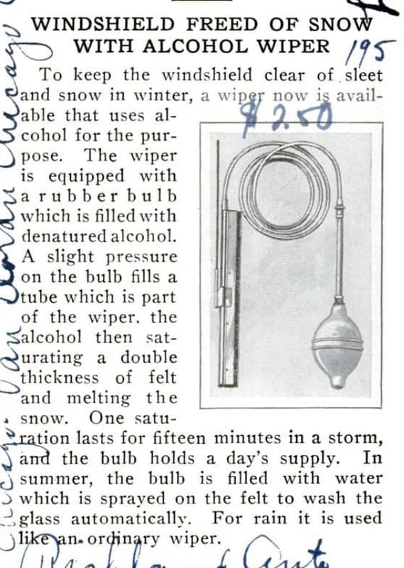 Squirts, Bottles and Bags: A Kleer View on Windshield Washing History 15 Feb 1931 Pop Mechanics Alcohol Bulb