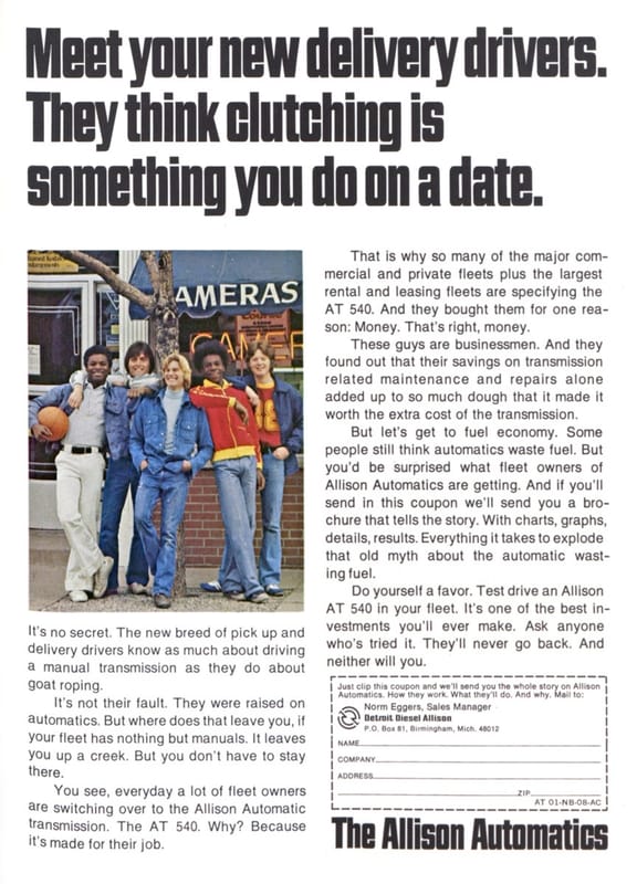 Vintage Ad: 1976 Allison AT 540 Transmission - Clutching For Attention 1 1976 Allison AT540 automatic transmission ad