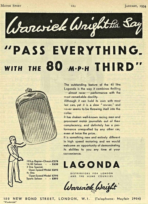 Car Show Capsule: 1935 Lagonda Rapier – Mightier Than The Sword 3 lagonda1934advert edited