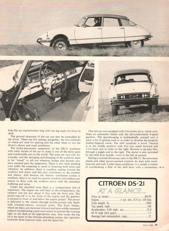 Vintage R&T Review: 1966 Citroen DS-21 - "Abounding In Interesting Technical Features" 3 DS 2