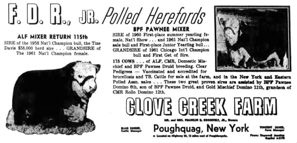 "Win A Steer!" -- The Ridiculous Ted Britt Ford Ads Of The 1960s 3 Clove Creek Farm ad