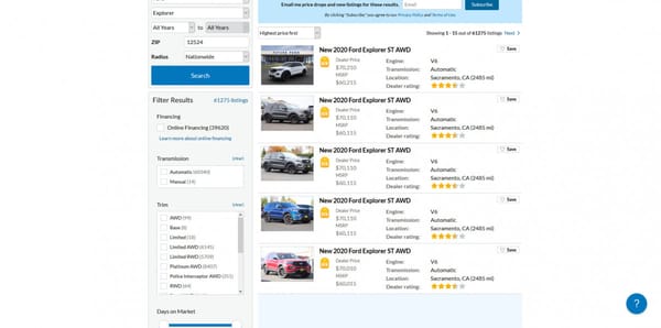 QOTD: Would You Pay $10,000 Over MSRP for a Kia Telluride or Hyundai Palisade? 4 Screenshot 2020 01 23 New Ford Explorer for Sale in Fishkill NY CarGurus
